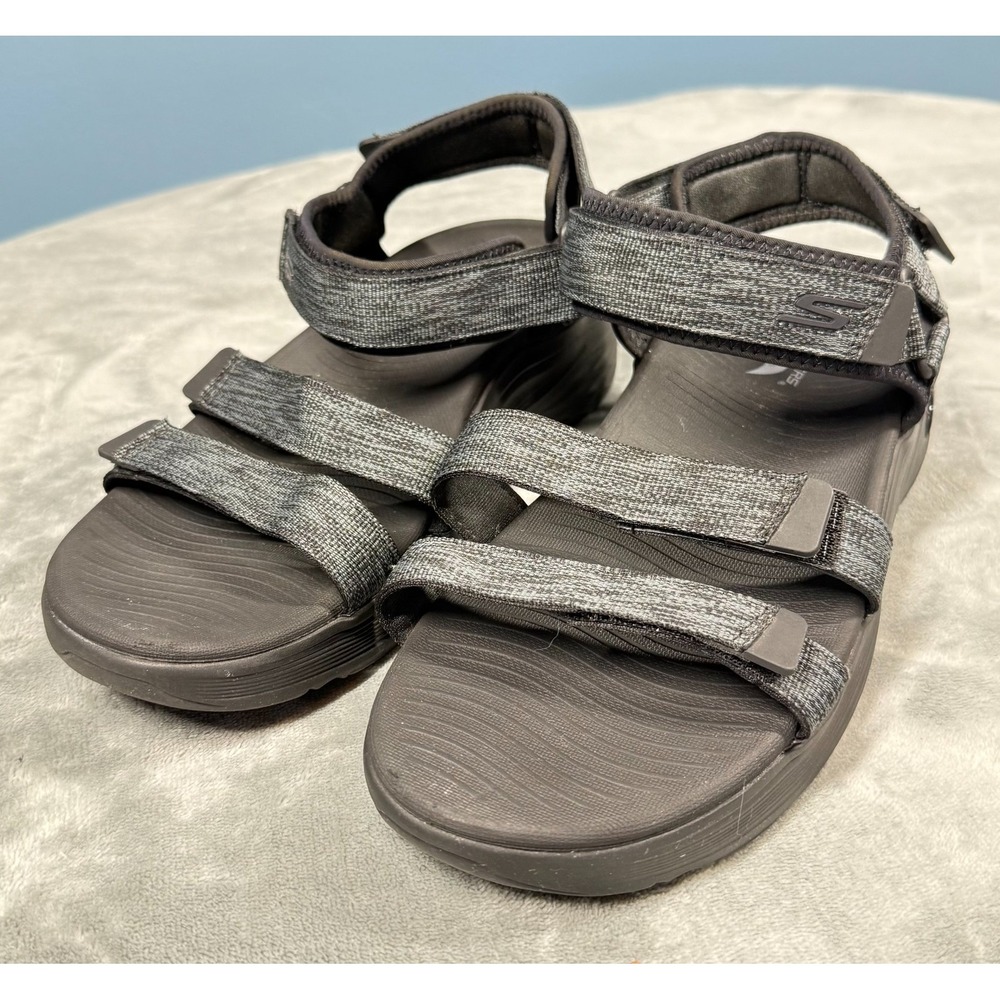 Skechers Sandals Womens 9 Black Gray Arch Fit Adjustable Strap Sport